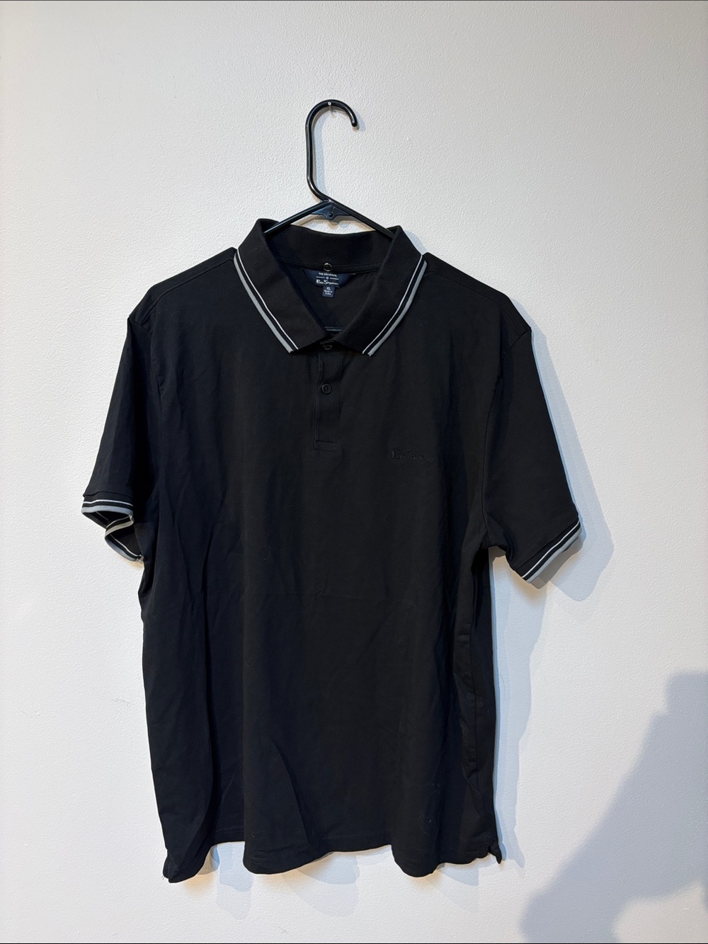 Ben Sherman Black Polo with Contrast White Trim